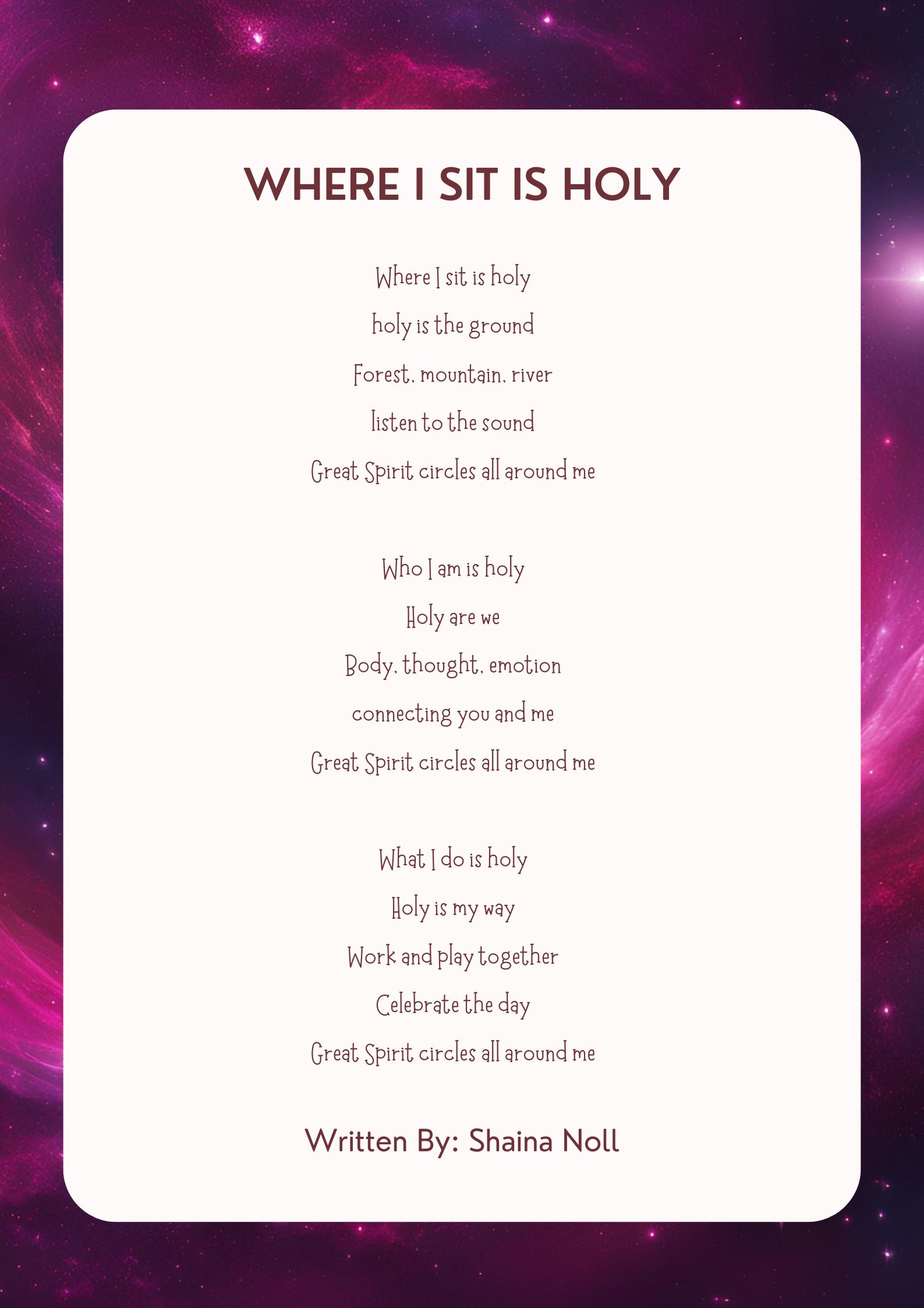 Cover Songtext Where I sit is holy